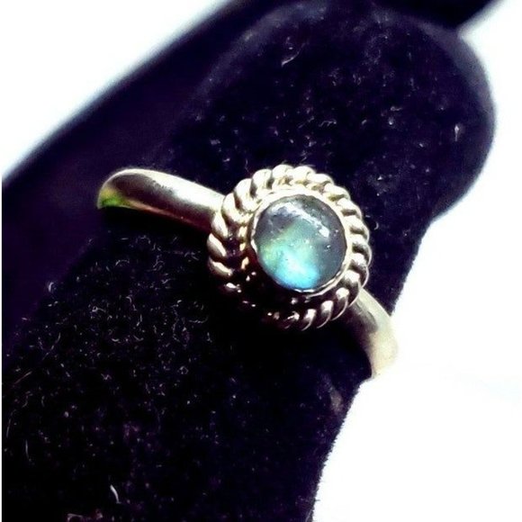 Blue labradorite crystal ring handmade sterling silver 925 size 7